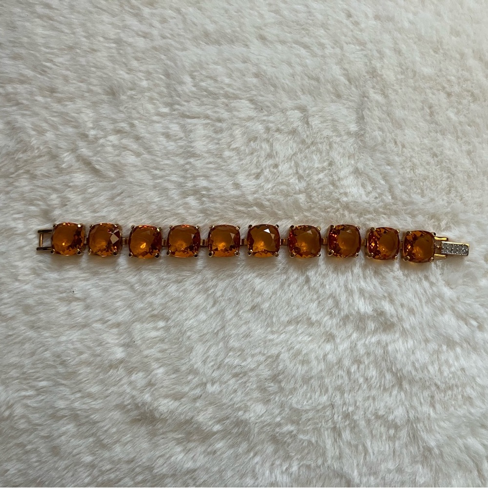 Vintage Swarovski Gold Bracelet with Orange Crystals in Original Box - Picture 2 of 8